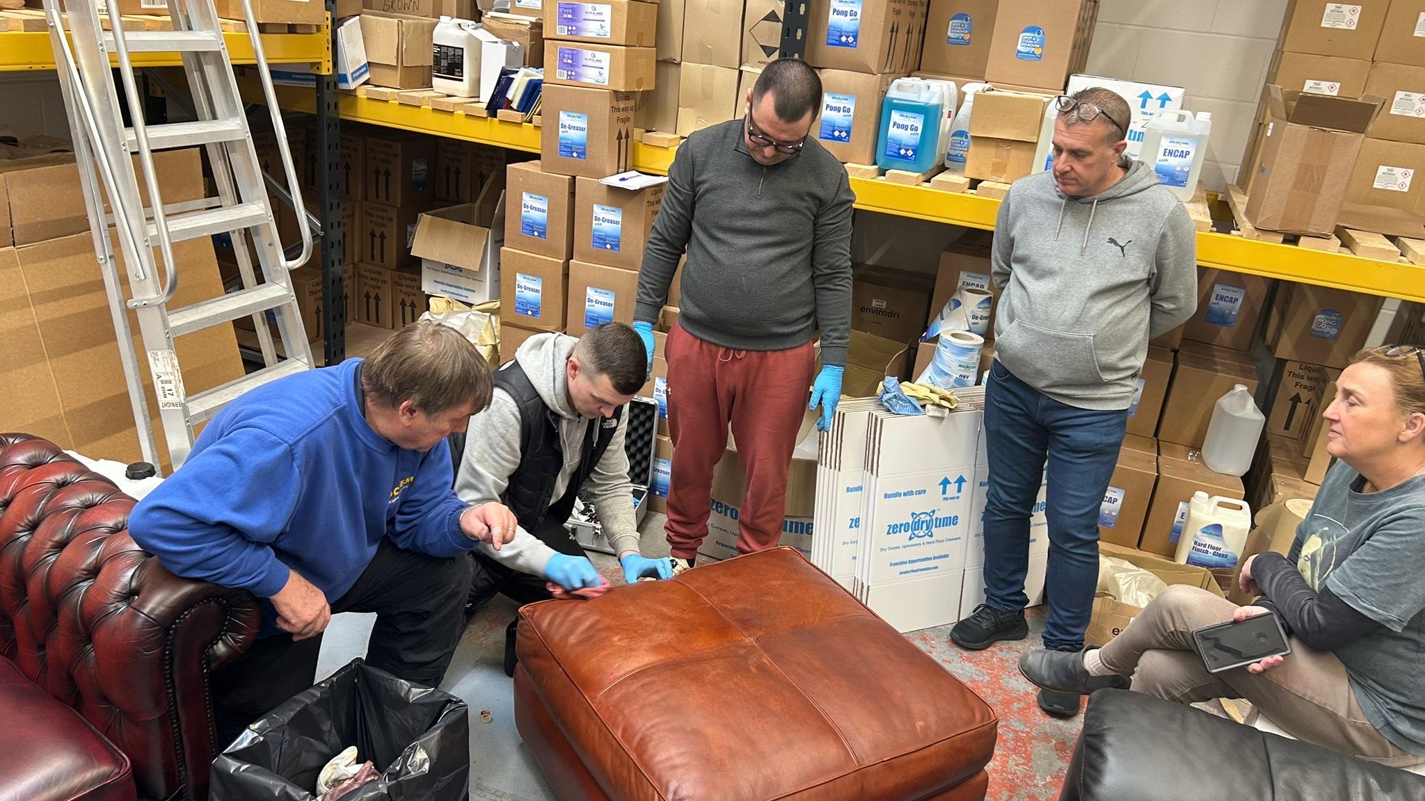 Leather repair products, colourants and materials used by technicians